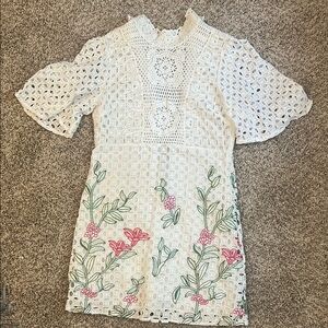 Zara White and Pink Sheath Dress